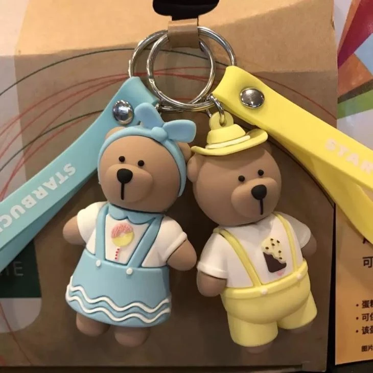 Custom Design Manufacturer 3D Bear Doll PVC Keychain