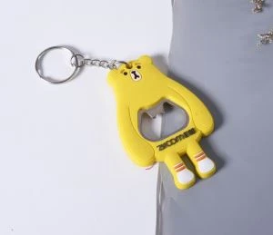 2 डी प्यारा भालू परमवीर चक्र नरम प्लास्टिक की बोतल ओपनर Keychain
