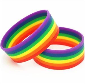 निजीकृत इंद्रधनुष कंगन सिलिकॉन Wristbands रंगीन शैली